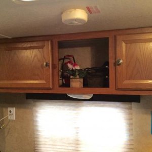 Cupboards above the couch.