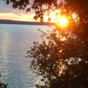 Green Bay sunset from Fish Creek, WI shoreline.
August, 2015