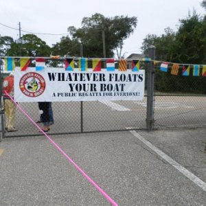 Oct.15. St. Teresa, FL. Florida State Marine Biology Lab.
Fun day.  16 entries, 3 heats, all "boats" were made with recyclable materials & a lot of im