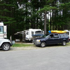 This is along the Ausable River, the campground has sites across the street, more spacious and wooded lot.