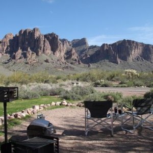 Lost Dutchman State Park and the Superstition Mountains.