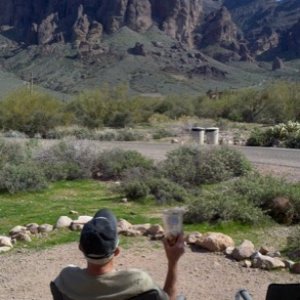 Now this is relaxing taking in the awesome Superstition Mountains.