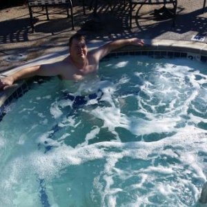 Me soaking in the hot tub.