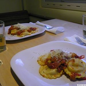 Sweet pepper Stuffed ravioli with spicy tomato/Pepper sauce