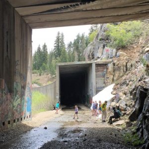 Inside the tunnels, tracks have been removed