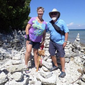 Cave Point County Park near Jacksonport, Door county, WI Aug. 2016.  The family amidst the rock pilings. 
K.C. 4 MO 3 WEEKS