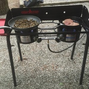 Camp Chef Stove with adapter