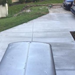 Parking the small box trailer on the slab 7 days after pour.