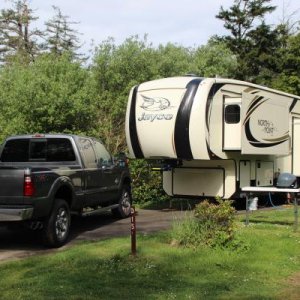 My 341RLTS and Ford 250 at Cape Lookout State Park, Tillamook, Oregon