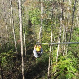 Zip lining at Shawnee Bluffs Canopy Tour.