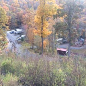 View from our site at Mama Gertie's Hide-a-Way campground.