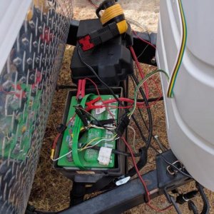 Rats nest of inverter, solar panel, battery monitor, etc...  Need to install this stuff permanently.