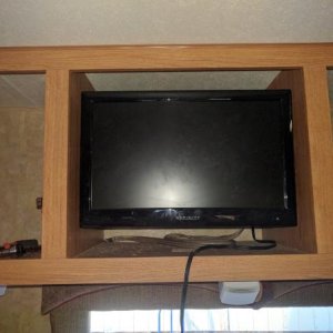 Newly mounted TV in viewing position.