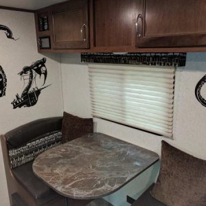 The Kraken wall decal above dinette