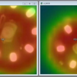 New LED Thermo showing the new 9 LED light on the left and the old 6 LED light on the left.
Image over the same time period of 8 minutes.
New unit als