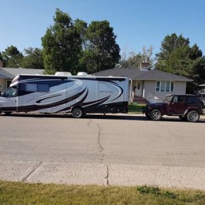 Motorhome with toad.