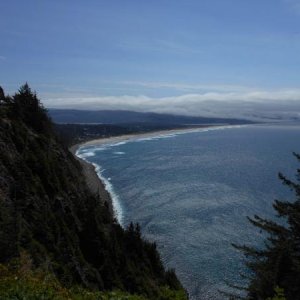 Nehalem Bay State Park - northern Oregon coast. The campground is just right of center where the strip of land narrows with Nehalem Bay behind it.