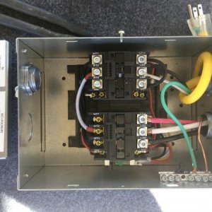 Wiring for 2nd ATS.  The bottom right will be for the 2000 watt inverter,  bottom left will connect to the output of the 1st ATS which controls Shore 