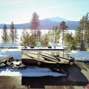 Basecamp which is actually to road around Diamond Lake which turns into the main snowmobile trail during the winter and they allow you to park and cam