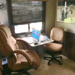 Took out the dinette and made computer area with smaller table.