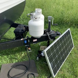 Solar panel temporarily set on the ground