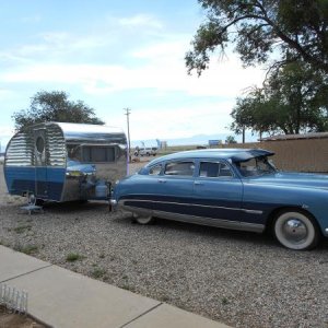 1954 Vakashunette Trailer and 1950 Hudson Commodore - - on display at Enchanted Trails RV Park & Trading Post, Albuquerque, NM