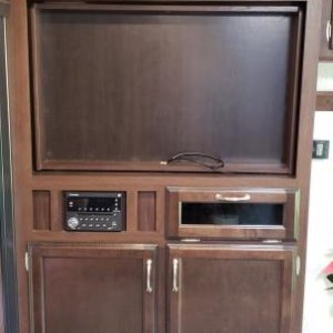 Entertainment Center Before - This is the entertainment center with the rotating TV mount.  We have never had a TV in one of our RV's so we did not se