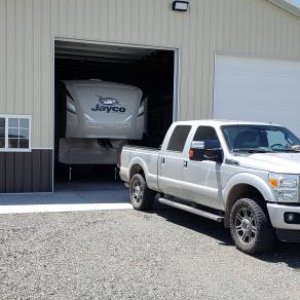 Fifthwheel in outbuilding