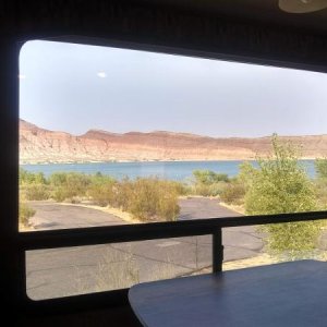 View of Quail Creek Reservoir from dinette - Quail Creek State Park, Hurricane, UT