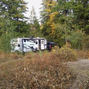 Dry camping at Scout Mountain Campground south of Pocatello, ID. Out of ~30 sites only 4 were taken so it felt like we had the whole campground to our