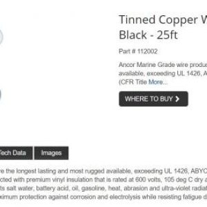 Ancor Marine Wire - This is my preferred wiring for all long distance / medium current runs. High strand count, tinned, reasonably flexible.