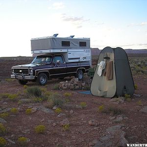 Porta Privy and Zodi shower at Goose Necks SP UT