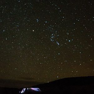 Orion -- and my Honda Civic -- at Big Spring Reservoir