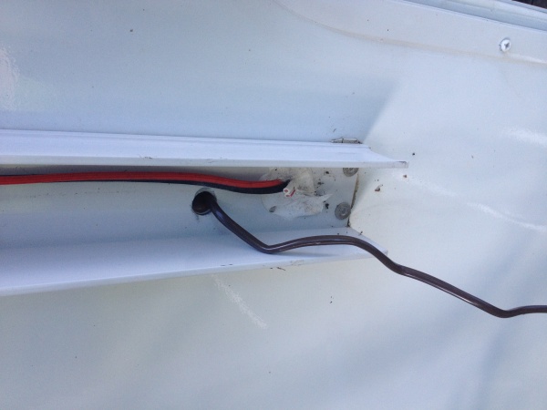 18/5 thermostat wire into the awning mount and into the storage compartment.