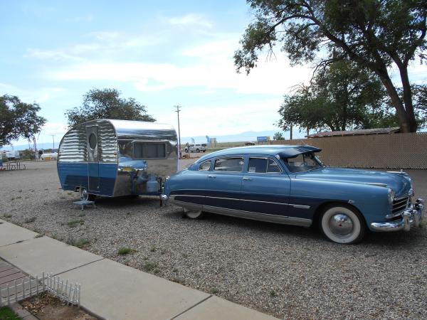 1954 Vakashunette Trailer and 1950 Hudson Commodore - - on display at Enchanted Trails RV Park & Trading Post, Albuquerque, NM