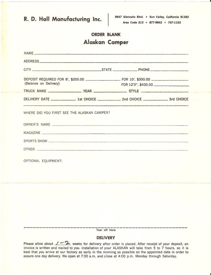 1966 order blank