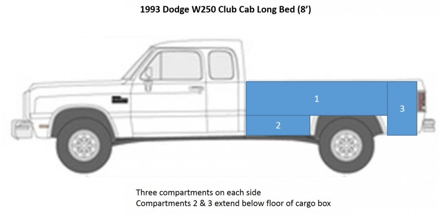 1993 Dodge W250 Club Cab Long Bed   side view