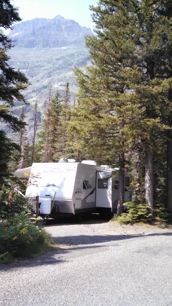 2014 - Two Medicine CG - Loop C, site 61.  The CG has 100 camp sites, only 10 are designed to accommodate 35 feet long units.  Our 26BHS, is 30 feet f