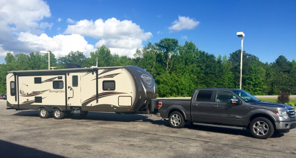 2015 Forest River/Heritage Glen 272RLS pulled by 2014 Ford F-150 Lariat Ecoboost 3.6 Max-Tow Package