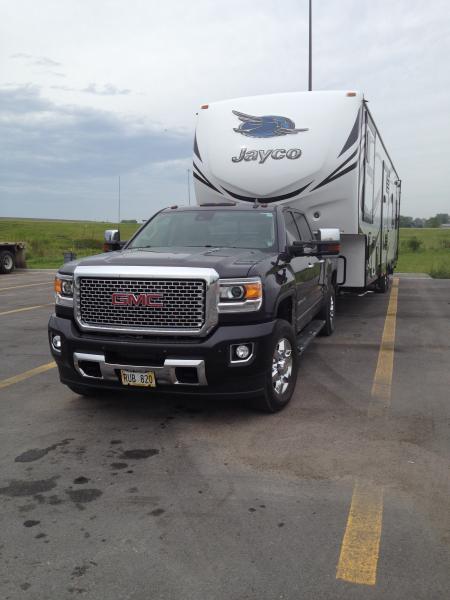 2016 355W Toy Hauler towed by 2016 GMC 3500 Denali HD Diesel