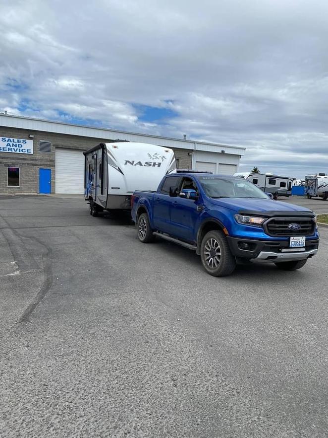 2019 Ranger Lariat FX4 leaving RVs Northwest, Spokane Valley, WA for a windy and gas-guzzling drive home to Woodland.