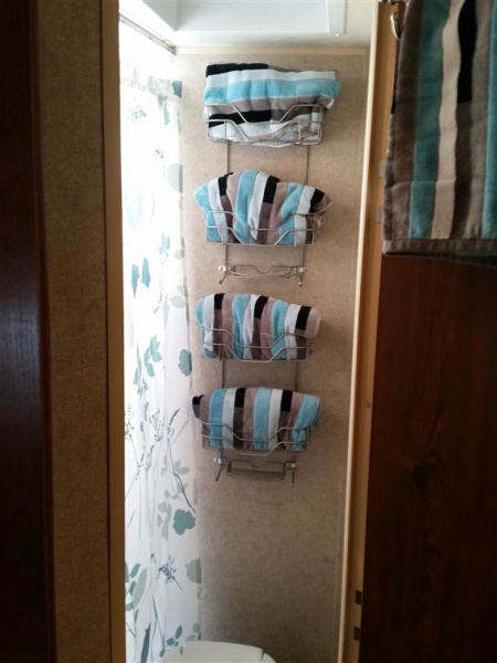 2x shower racks - cut off tops and screwed to wall