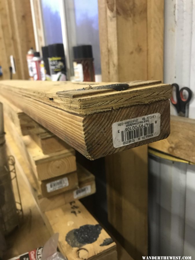 2x4 with 1/2 inch plywood cap/truck bed camper support