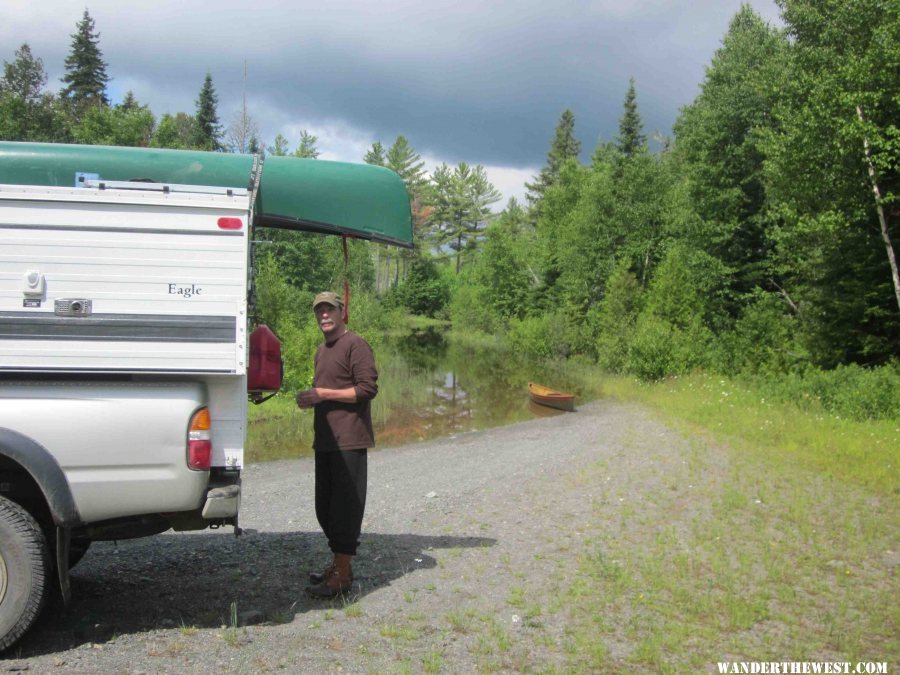 6 Stuck on a log road in Maine 75 miles in. Beaver pond flooded road 300 yards. Had to use canoe to scout depth.