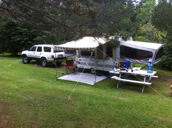 95 Toyota 4-Runner & the old 1990 Starcraft hard top. Concert camping!