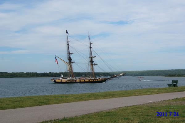 A TALL SHIP DOWNBOUND ON THE ST. MARY'S RIVER.