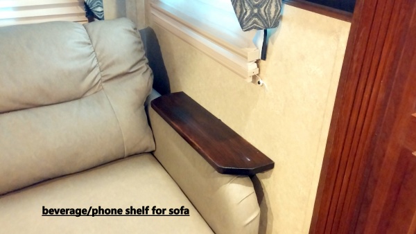 Added a shelf/beverage holder for sofa.