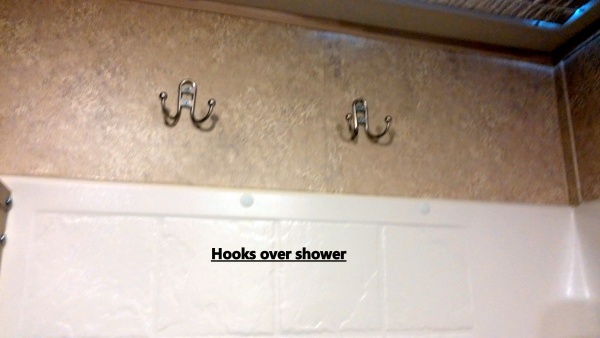 Added hooks over shower.