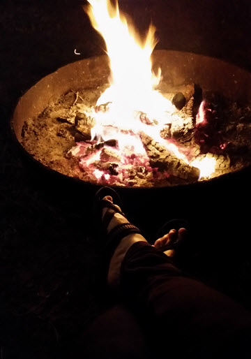 Ah, Texas in December!... Fire pit with flip flops!