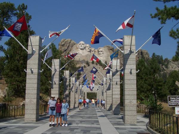 All the state flags leading up to the monument